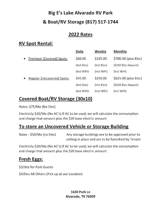 Big E's Lake Alvarado RV Park & Boat Repair/Storage 8
