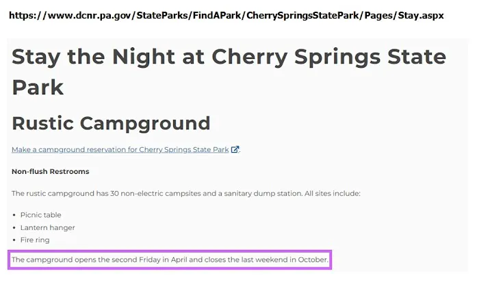 Cherry Springs State Park Rustic Campground Picture 1